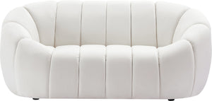 Elijah Velvet / Engineered Wood / Foam Contemporary Cream Velvet Loveseat - 71" W x 34" D x 31" H