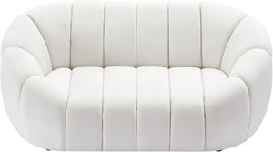Elijah Velvet / Engineered Wood / Foam Contemporary Cream Velvet Loveseat - 71" W x 34" D x 31" H
