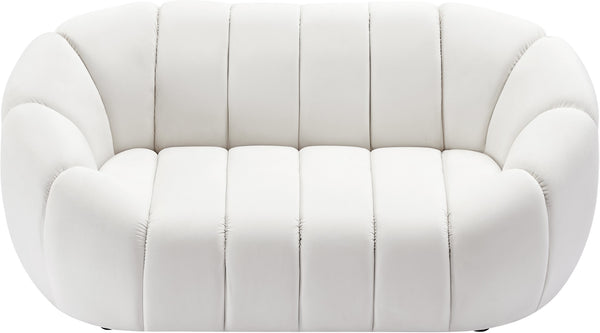 Elijah Velvet / Engineered Wood / Foam Contemporary Cream Velvet Loveseat - 71" W x 34" D x 31" H