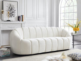 Elijah Velvet / Engineered Wood / Foam Contemporary Cream Velvet Sofa - 93.5" W x 34" D x 31" H