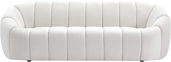 Elijah Velvet / Engineered Wood / Foam Contemporary Cream Velvet Sofa - 93.5" W x 34" D x 31" H