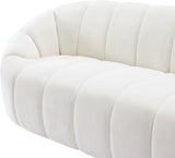 Elijah Velvet / Engineered Wood / Foam Contemporary Cream Velvet Sofa - 93.5" W x 34" D x 31" H