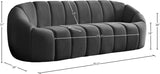 Elijah Velvet / Engineered Wood / Foam Contemporary Grey Velvet Sofa - 93.5" W x 34" D x 31" H