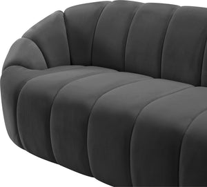 Elijah Velvet / Engineered Wood / Foam Contemporary Grey Velvet Sofa - 93.5" W x 34" D x 31" H