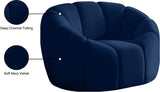 Elijah Velvet / Engineered Wood / Foam Contemporary Navy Velvet Chair - 49" W x 34" D x 31" H