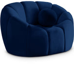 Elijah Velvet / Engineered Wood / Foam Contemporary Navy Velvet Chair - 49" W x 34" D x 31" H