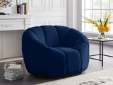 Elijah Velvet / Engineered Wood / Foam Contemporary Navy Velvet Chair - 49" W x 34" D x 31" H