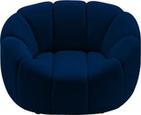 Elijah Velvet / Engineered Wood / Foam Contemporary Navy Velvet Chair - 49" W x 34" D x 31" H