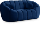 Elijah Velvet / Engineered Wood / Foam Contemporary Navy Velvet Loveseat - 71" W x 34" D x 31" H