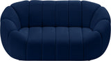 Elijah Velvet / Engineered Wood / Foam Contemporary Navy Velvet Loveseat - 71" W x 34" D x 31" H