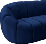 Elijah Velvet / Engineered Wood / Foam Contemporary Navy Velvet Loveseat - 71" W x 34" D x 31" H