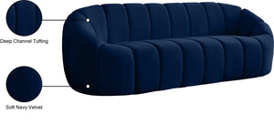 Elijah Velvet / Engineered Wood / Foam Contemporary Navy Velvet Sofa - 93.5" W x 34" D x 31" H