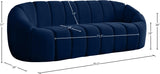 Elijah Velvet / Engineered Wood / Foam Contemporary Navy Velvet Sofa - 93.5" W x 34" D x 31" H