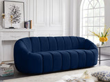 Elijah Velvet / Engineered Wood / Foam Contemporary Navy Velvet Sofa - 93.5" W x 34" D x 31" H