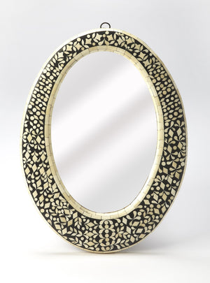 Butler Specialty Orzo Black Bone Inlay Oval Wall Mirror 6149318