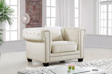 Bowery Velvet / Engineered Wood / Metal / Foam Contemporary Cream Velvet Chair - 46.5" W x 36.5" D x 30.5" H