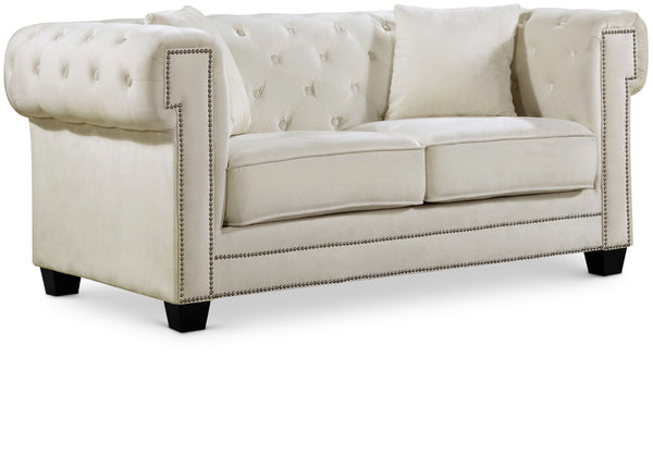 Bowery Velvet / Engineered Wood / Metal / Foam Contemporary Cream Velvet Loveseat - 68.5" W x 36.5" D x 30.5" H