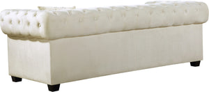 Bowery Velvet / Engineered Wood / Metal / Foam Contemporary Cream Velvet Loveseat - 68.5" W x 36.5" D x 30.5" H