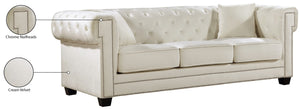 Bowery Velvet / Engineered Wood / Metal / Foam Contemporary Cream Velvet Sofa - 90" W x 36.5" D x 30.5" H