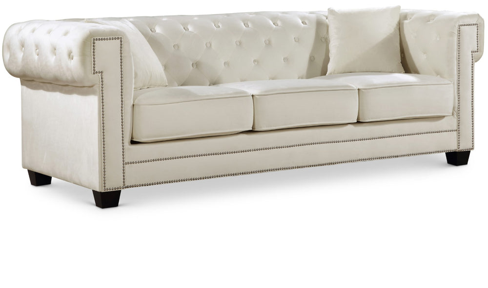 Bowery Velvet / Engineered Wood / Metal / Foam Contemporary Cream Velvet Sofa - 90" W x 36.5" D x 30.5" H
