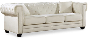 Bowery Velvet / Engineered Wood / Metal / Foam Contemporary Cream Velvet Sofa - 90" W x 36.5" D x 30.5" H