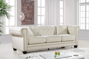 Bowery Velvet / Engineered Wood / Metal / Foam Contemporary Cream Velvet Sofa - 90" W x 36.5" D x 30.5" H