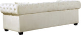Bowery Velvet / Engineered Wood / Metal / Foam Contemporary Cream Velvet Sofa - 90" W x 36.5" D x 30.5" H