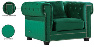 Bowery Velvet / Engineered Wood / Metal / Foam Contemporary Green Velvet Chair - 46.5" W x 36.5" D x 30.5" H