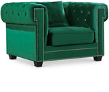 Bowery Velvet / Engineered Wood / Metal / Foam Contemporary Green Velvet Chair - 46.5" W x 36.5" D x 30.5" H
