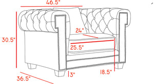 Bowery Velvet / Engineered Wood / Metal / Foam Contemporary Green Velvet Chair - 46.5" W x 36.5" D x 30.5" H