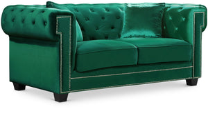 Bowery Velvet / Engineered Wood / Metal / Foam Contemporary Green Velvet Loveseat - 68.5" W x 36.5" D x 30.5" H