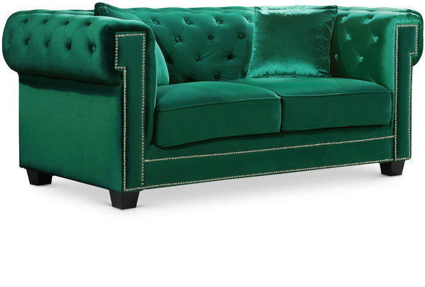 Bowery Velvet / Engineered Wood / Metal / Foam Contemporary Green Velvet Loveseat - 68.5" W x 36.5" D x 30.5" H