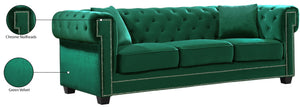 Bowery Velvet / Engineered Wood / Metal / Foam Contemporary Green Velvet Sofa - 90" W x 36.5" D x 30.5" H