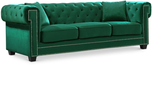 Bowery Velvet / Engineered Wood / Metal / Foam Contemporary Green Velvet Sofa - 90" W x 36.5" D x 30.5" H