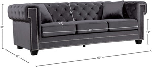 Bowery Velvet / Engineered Wood / Metal / Foam Contemporary Grey Velvet Loveseat - 68.5" W x 36.5" D x 30.5" H