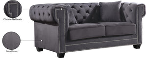 Bowery Velvet / Engineered Wood / Metal / Foam Contemporary Grey Velvet Loveseat - 68.5" W x 36.5" D x 30.5" H