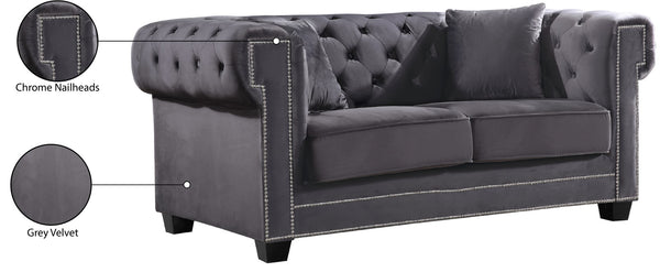 Bowery Velvet / Engineered Wood / Metal / Foam Contemporary Grey Velvet Loveseat - 68.5" W x 36.5" D x 30.5" H