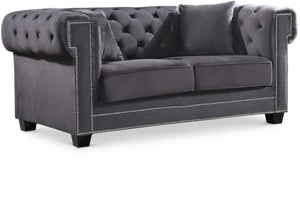 Bowery Velvet / Engineered Wood / Metal / Foam Contemporary Grey Velvet Loveseat - 68.5" W x 36.5" D x 30.5" H