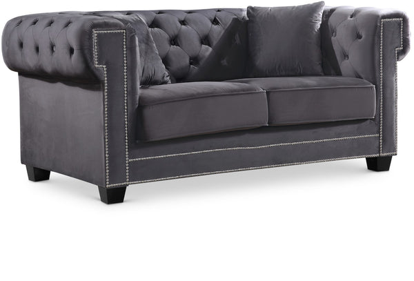 Bowery Velvet / Engineered Wood / Metal / Foam Contemporary Grey Velvet Loveseat - 68.5" W x 36.5" D x 30.5" H