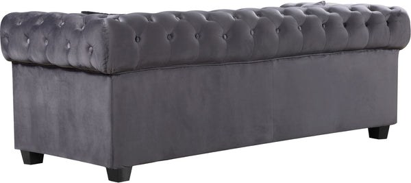 Bowery Velvet / Engineered Wood / Metal / Foam Contemporary Grey Velvet Loveseat - 68.5" W x 36.5" D x 30.5" H