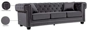 Bowery Velvet / Engineered Wood / Metal / Foam Contemporary Grey Velvet Sofa - 90" W x 36.5" D x 30.5" H