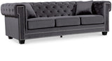 Bowery Velvet / Engineered Wood / Metal / Foam Contemporary Grey Velvet Sofa - 90" W x 36.5" D x 30.5" H