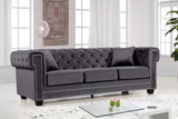 Bowery Velvet / Engineered Wood / Metal / Foam Contemporary Grey Velvet Sofa - 90" W x 36.5" D x 30.5" H