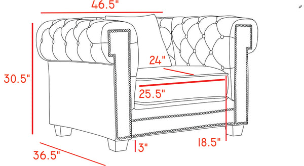 Bowery Velvet / Engineered Wood / Metal / Foam Contemporary Navy Velvet Chair - 46.5" W x 36.5" D x 30.5" H