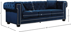 Bowery Velvet / Engineered Wood / Metal / Foam Contemporary Navy Velvet Loveseat - 68.5" W x 36.5" D x 30.5" H