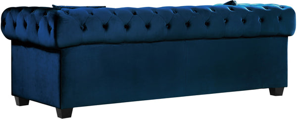 Bowery Velvet / Engineered Wood / Metal / Foam Contemporary Navy Velvet Loveseat - 68.5" W x 36.5" D x 30.5" H