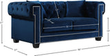 Bowery Velvet / Engineered Wood / Metal / Foam Contemporary Navy Velvet Sofa - 90" W x 36.5" D x 30.5" H