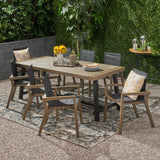 Noble House Beachview Outdoor Acacia Wood 8 Seater Dining Set, Gray