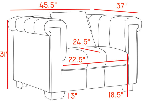 Kayla Velvet / Engineered Wood / Metal / Foam Contemporary Cream Velvet Chair - 45.5" W x 37" D x 31" H