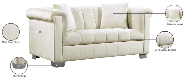 Kayla Velvet / Engineered Wood / Metal / Foam Contemporary Cream Velvet Loveseat - 68" W x 37" D x 31" H
